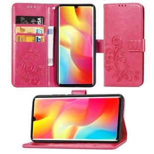 For Xiaomi Mi Note 10 Lite Lucky Clover Pressed Flowers Pattern Leather Case with Holder & Card Slots & Wallet & Hand Strap(Rose)