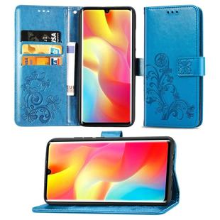 For Xiaomi Mi Note 10 Lite Lucky Clover Pressed Flowers Pattern Leather Case with Holder & Card Slots & Wallet & Hand Strap(Blue)