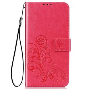 For Huawei Honor 30 Four-leaf Clasp Embossed Buckle Mobile Phone Protection Leather Case with Lanyard & Card Slot & Wallet & Bracket Function(Magenta)