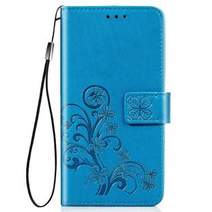 For Huawei Honor 30 Pro Four-leaf Clasp Embossed Buckle Mobile Phone Protection Leather Case with Lanyard & Card Slot & Wallet & Bracket Function(Blue)