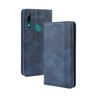 Magnetic Buckle Retro Crazy Horse Texture Horizontal Flip Leather Case for Huawei P Smart Z , with Holder & Card Slots & Photo Frame(Blue)