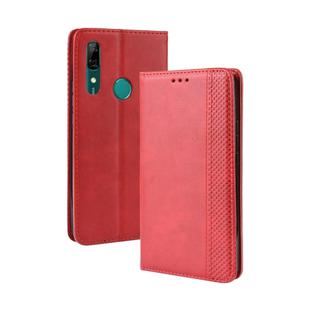 Magnetic Buckle Retro Crazy Horse Texture Horizontal Flip Leather Case for Huawei P Smart Z , with Holder & Card Slots & Photo Frame(Red)
