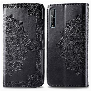 For Huawei Y8P / Enjoy 10S Halfway Mandala Embossing Pattern Horizontal Flip Leather Case with Holder & Card Slots & Wallet & Photo Frame & Lanyard(Black)