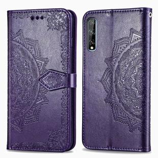 For Huawei Y8P / Enjoy 10S Halfway Mandala Embossing Pattern Horizontal Flip Leather Case with Holder & Card Slots & Wallet & Photo Frame & Lanyard(Purple)