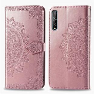 For Huawei Y8P / Enjoy 10S Halfway Mandala Embossing Pattern Horizontal Flip Leather Case with Holder & Card Slots & Wallet & Photo Frame & Lanyard(Rose Gold)