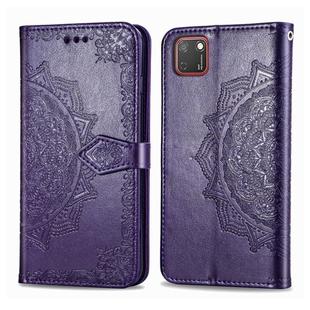 For Huawei Y5P 2020 /  Honor 9S Halfway Mandala Embossing Pattern Horizontal Flip Leather Case with Holder & Card Slots & Wallet & Photo Frame & Lanyard(Purple)