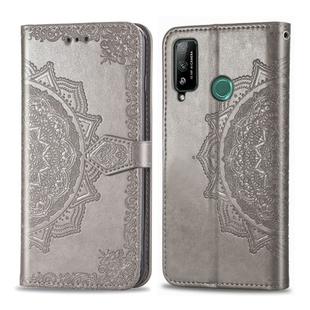 For Huawei Honor Play 4T Halfway Mandala Embossing Pattern Horizontal Flip Leather Case with Holder & Card Slots & Wallet & Photo Frame & Lanyard(Gray)
