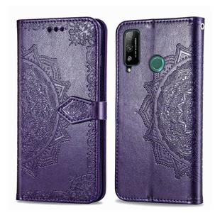 For Huawei Honor Play 4T Halfway Mandala Embossing Pattern Horizontal Flip Leather Case with Holder & Card Slots & Wallet & Photo Frame & Lanyard(Purple)