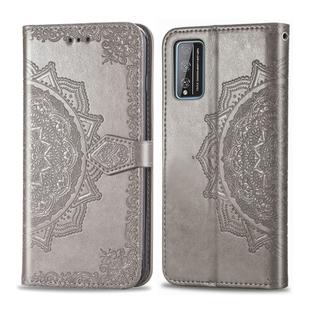 For Huawei Honor Play 4T Pro Halfway Mandala Embossing Pattern Horizontal Flip Leather Case with Holder & Card Slots & Wallet & Photo Frame & Lanyard(Gray)