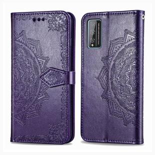 For Huawei Honor Play 4T Pro Halfway Mandala Embossing Pattern Horizontal Flip Leather Case with Holder & Card Slots & Wallet & Photo Frame & Lanyard(Purple)