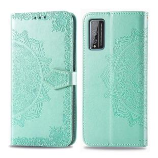 For Huawei Honor Play 4T Pro Halfway Mandala Embossing Pattern Horizontal Flip Leather Case with Holder & Card Slots & Wallet & Photo Frame & Lanyard(Green)