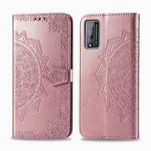 For Huawei Honor Play 4T Pro Halfway Mandala Embossing Pattern Horizontal Flip Leather Case with Holder & Card Slots & Wallet & Photo Frame & Lanyard(Rose Gold)