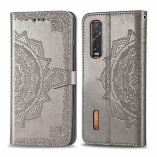 For OPPO Find X2 Pro Halfway Mandala Embossing Pattern Horizontal Flip Leather Case with Holder & Card Slots & Wallet & Photo Frame & Lanyard(Gray)