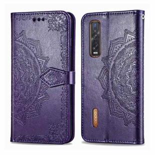 For OPPO Find X2 Pro Halfway Mandala Embossing Pattern Horizontal Flip Leather Case with Holder & Card Slots & Wallet & Photo Frame & Lanyard(Purple)