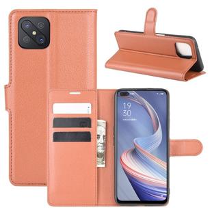 For Oppo A92s Litchi Texture Horizontal Flip Protective Case with Holder & Card Slots & Wallet(Brown)