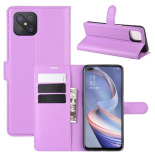 For Oppo A92s Litchi Texture Horizontal Flip Protective Case with Holder & Card Slots & Wallet(Purple)