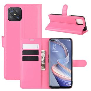 For Oppo A92s Litchi Texture Horizontal Flip Protective Case with Holder & Card Slots & Wallet(Rose red)