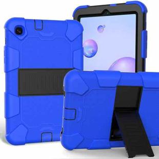 For Samsung Galaxy Tab A 8.4 (2020) Shockproof Two-Color Silicone Protection Case with Holder(Blue+Black)