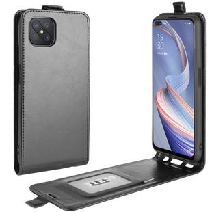 For Oppo A92s R64 Texture Single Vertical Flip Leather Protective Case with Card Slots & Photo Frame(Black)