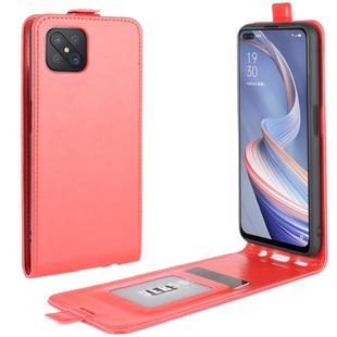 For Oppo A92s R64 Texture Single Vertical Flip Leather Protective Case with Card Slots & Photo Frame(Red)