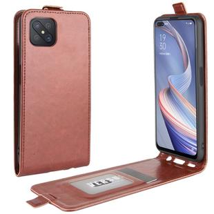For Oppo A92s R64 Texture Single Vertical Flip Leather Protective Case with Card Slots & Photo Frame(Brown)