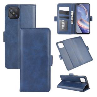 For Oppo A92s Dual-side Magnetic Buckle Horizontal Flip Leather Case with Holder & Card Slots & Wallet(Dark Blue)