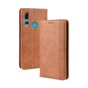 For Huawei Y9 Prime 2019 Magnetic Buckle Retro Crazy Horse Texture Horizontal Flip Leather Case with Holder & Card Slots & Photo Frame(Brown)