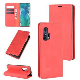 For Motorola Edge+ Retro-skin Business Magnetic Suction Leather Case with Holder & Card Slots & Wallet(Red)