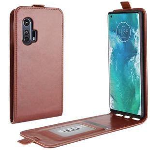 For Motorola Edge+  R64 Texture Single Vertical Flip Leather Protective Case with Card Slots & Photo Frame(Brown)