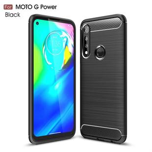 For Motorola Moto G Power Brushed Texture Carbon Fiber TPU Case(Black)