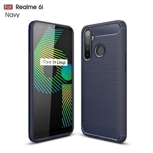 For OPPO Realme 6i Brushed Texture Carbon Fiber TPU Case(Navy Blue)