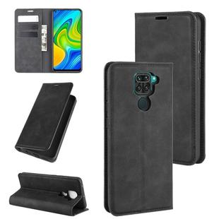 For Xiaomi Redmi Note 9/10X 4G Retro-skin Business Magnetic Suction Leather Case with Holder & Card Slots & Wallet(Black)