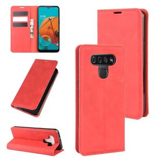 For LG K51 Retro-skin Business Magnetic Suction Leather Case with Holder & Card Slots & Wallet(Red)