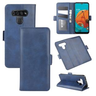 For LG K51 Dual-side Magnetic Buckle Horizontal Flip Leather Case with Holder & Card Slots & Wallet(Dark Blue)