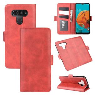For LG K51 Dual-side Magnetic Buckle Horizontal Flip Leather Case with Holder & Card Slots & Wallet(Red)