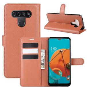 For LG K51 Litchi Texture Horizontal Flip Protective Case with Holder & Card Slots & Wallet(Brown)