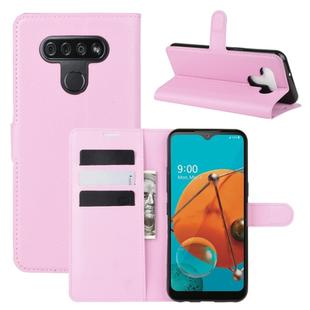 For LG K51 Litchi Texture Horizontal Flip Protective Case with Holder & Card Slots & Wallet(Pink)