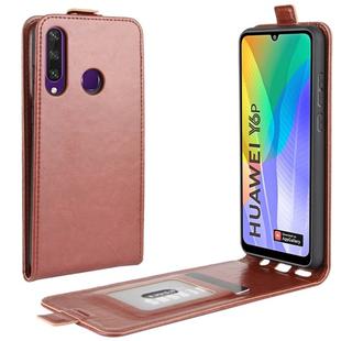 For Huawei Y6p  R64 Texture Single Vertical Flip Leather Protective Case with Card Slots & Photo Frame(Brown)