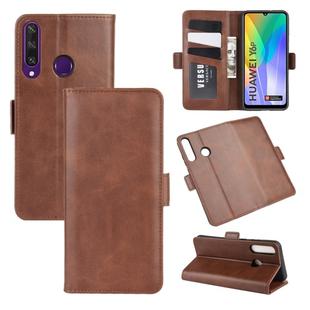 For Huawei Y6p Dual-side Magnetic Buckle Horizontal Flip Leather Case with Holder & Card Slots & Wallet(Brown)