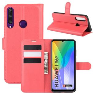 For Huawei Y6p Litchi Texture Horizontal Flip Protective Case with Holder & Card Slots & Wallet(Red)