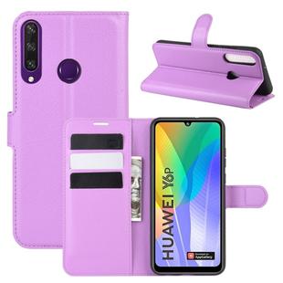 For Huawei Y6p Litchi Texture Horizontal Flip Protective Case with Holder & Card Slots & Wallet(Purple)