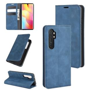 For Xiaomi Mi Note 10 Lite Retro-skin Business Magnetic Suction Leather Case with Holder & Card Slots & Wallet(Dark Blue)