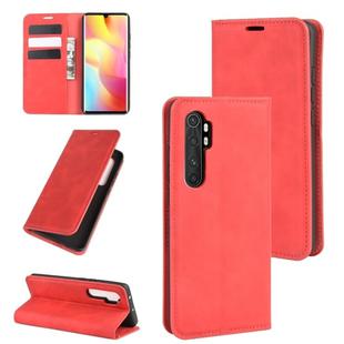 For Xiaomi Mi Note 10 Lite Retro-skin Business Magnetic Suction Leather Case with Holder & Card Slots & Wallet(Red)