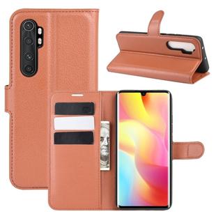 For Xiaomi Mi Note 10 Lite Litchi Texture Horizontal Flip Protective Case with Holder & Card Slots & Wallet(Brown)