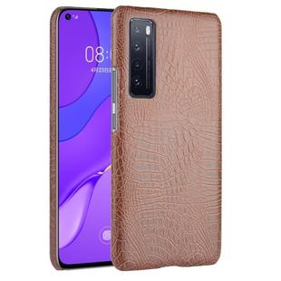 For Huawei Nova 7 Shockproof Crocodile Texture PC + PU Case(Brown)