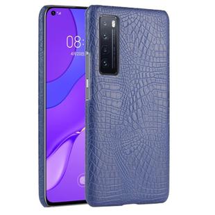 For Huawei Nova 7 Shockproof Crocodile Texture PC + PU Case(Blue)