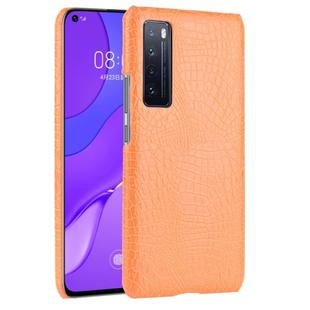 For Huawei Nova 7 Shockproof Crocodile Texture PC + PU Case(Orange)