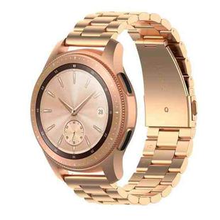 For Huami GTS/Galaxy Watch 42/40/44 20mm 3-Beads Stainless Steel Watch Band(Rose Gold)