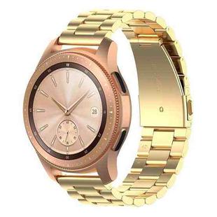 For Huawei GT2/GT/Samsung Galaxy Watch 46mm R800/Samsung Gear S3 22mm 3-Beads Stainless Steel Watch Band(Gold)