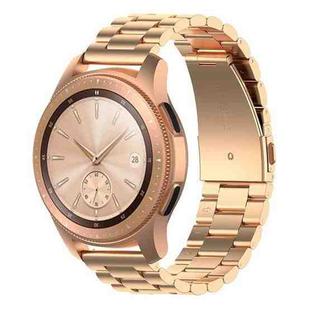 For Huawei GT2/GT/Samsung Galaxy Watch 46mm R800/Samsung Gear S3 22mm 3-Beads Stainless Steel Watch Band(Rose Gold)